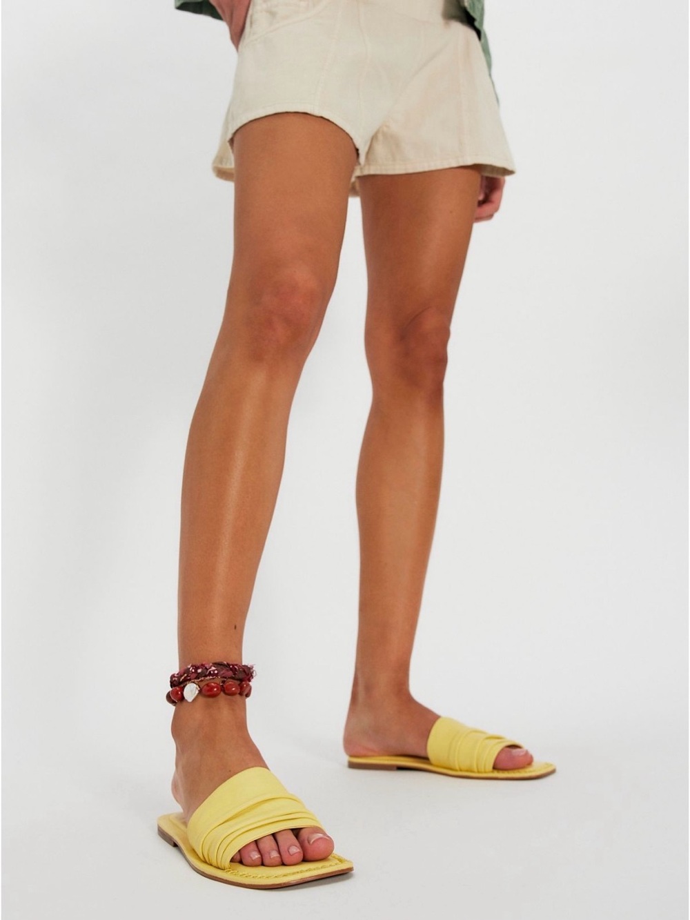 NWT Free People Evelyn Slip On Sandals – Sunkissed Yellow Leather Size 7.5 NIB - Picture 2 of 4